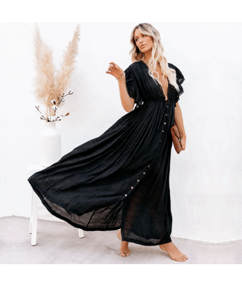 Abito Nero Lungo Elegante Boho Chic du meilleur 