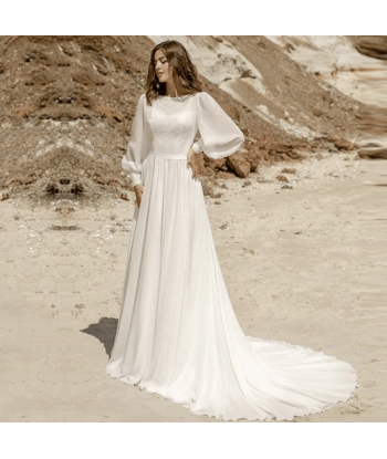 Abito da Sposa Boho Chic con Maniche Lunghe Dans la société mordern