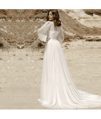 Abito da Sposa Boho Chic con Maniche Lunghe Dans la société mordern