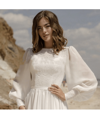 Abito da Sposa Boho Chic con Maniche Lunghe Dans la société mordern