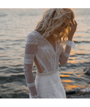 Abito da Sposa con Maniche in Pizzo basket pas cher