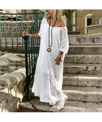 Vestito Hippie Bianco livraison gratuite