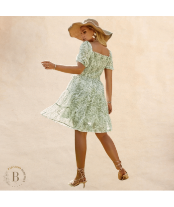 Abito Country Chic Bianco e Verde soldes