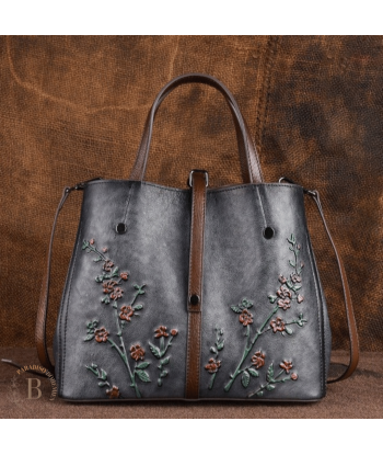 Borsa in Cuoio Vintage Fiori Artigianale une grave pollution 