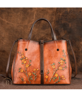 Borsa in Cuoio Vintage Fiori Artigianale une grave pollution 