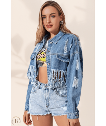 Giacca di Jeans Boho con Frange 2024