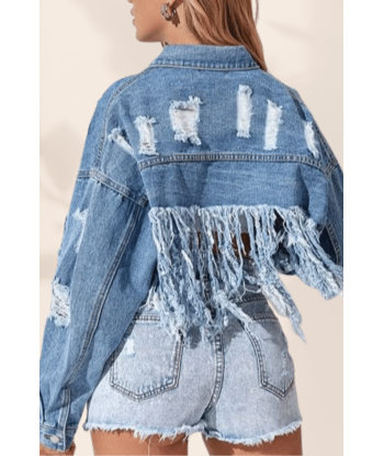 Giacca di Jeans Boho con Frange 2024