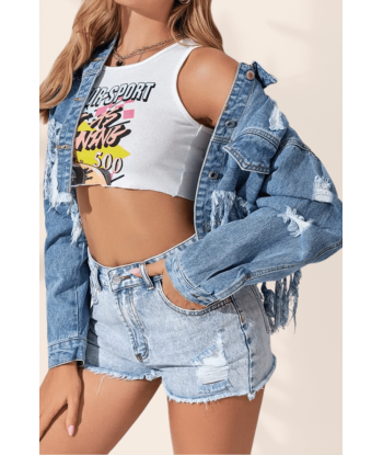 Giacca di Jeans Boho con Frange 2024