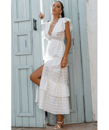 Vestito Bianco Lungo con Balze prix