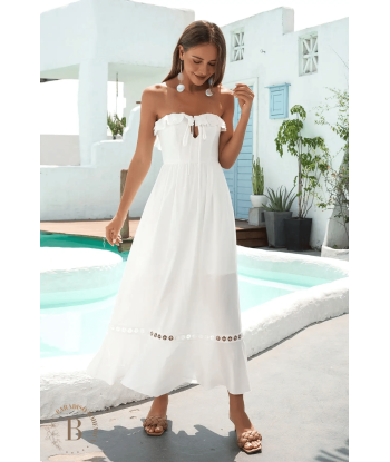 Vestito Bianco Senza Spalline Boho Chic Jusqu'à 80% De Réduction