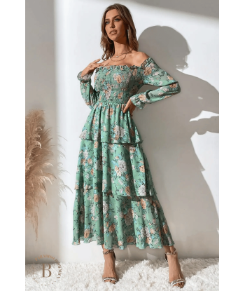 Vestito Lungo Verde Salvia Boho Chic outlet