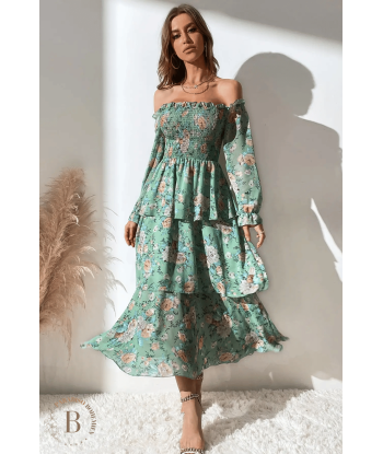 Vestito Lungo Verde Salvia Boho Chic outlet