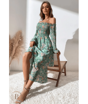 Vestito Lungo Verde Salvia Boho Chic outlet