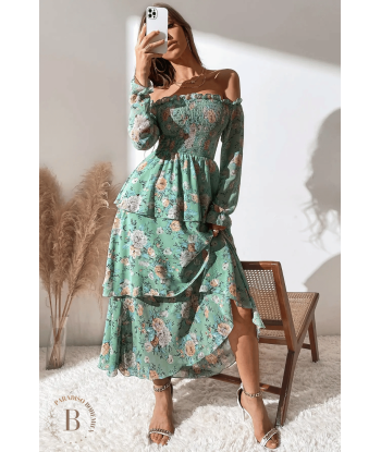 Vestito Lungo Verde Salvia Boho Chic outlet