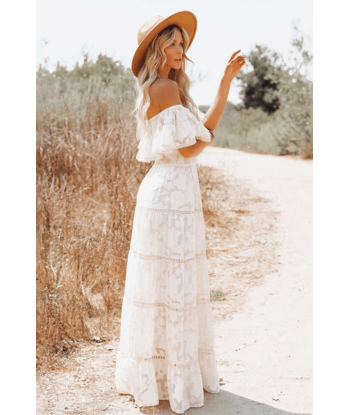 Vestito Bianco Lungo Boho en ligne