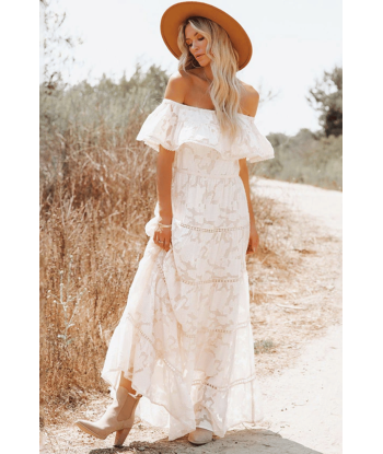 Vestito Bianco Lungo Boho en ligne