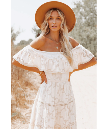 Vestito Bianco Lungo Boho en ligne