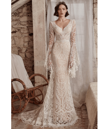 Abito da Sposa Sirena con Maniche Lunghe sur le site 