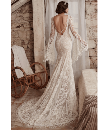 Abito da Sposa Sirena con Maniche Lunghe sur le site 