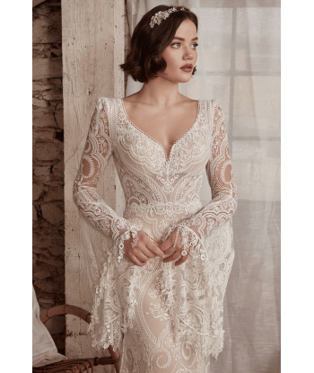 Abito da Sposa Sirena con Maniche Lunghe sur le site 