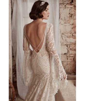 Abito da Sposa Sirena con Maniche Lunghe sur le site 