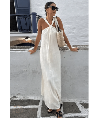 Abito Bianco Maxi Boho in Lino sur le site 