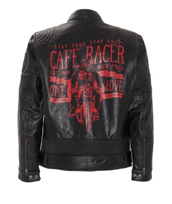 VESTE EN CUIR KING KEROSIN AVEC IMPRIMÉ »CAFE RACER« ET RAYURES RACER Voir les baskets