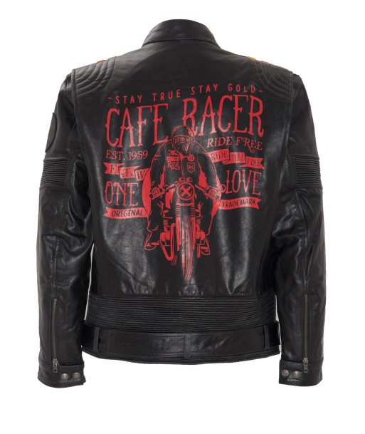 VESTE EN CUIR KING KEROSIN AVEC IMPRIMÉ »CAFE RACER« ET RAYURES RACER Voir les baskets