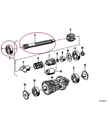 Arbre primaire D18MM - BMW-23211231516 + Roulement - BMW-23211235449 pour bénéficier 