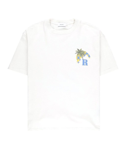 RHUDE - T-shirt en coton moonlight tropics blanc brillant des détails fins