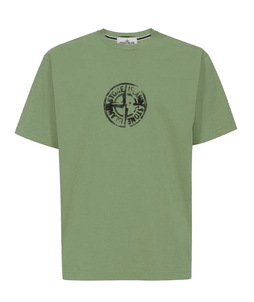 STONE ISLAND - Tee Shirt kaki à logo central vente chaude votre 