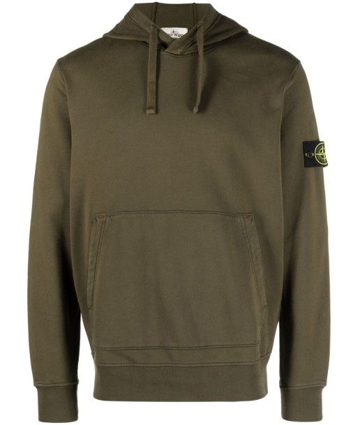 STONE ISLAND - Sweat à capuche classique olive suggérées chez