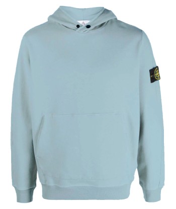 STONE ISLAND - Sweat à capuche à bouton bleu clair Paris Déstockage Promo