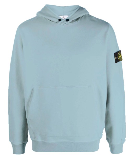 STONE ISLAND - Sweat à capuche à bouton bleu clair Paris Déstockage Promo