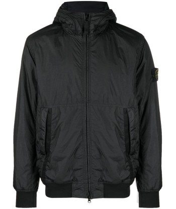 STONE ISLAND - Veste Garment dye crinkle noire du meilleur 