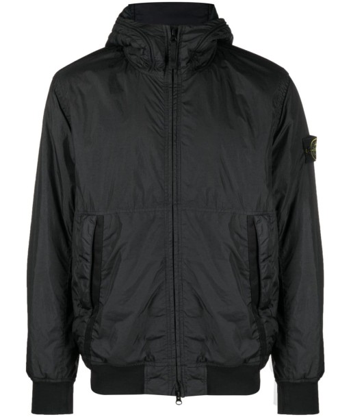 STONE ISLAND - Veste Garment dye crinkle noire du meilleur 