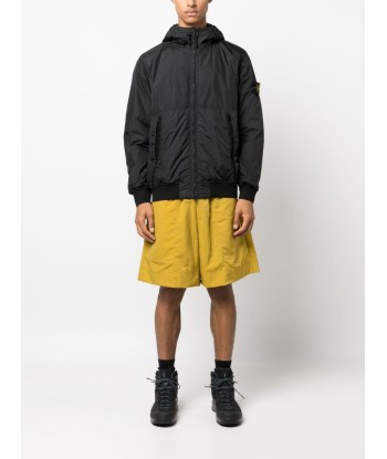 STONE ISLAND - Veste Garment dye crinkle noire du meilleur 