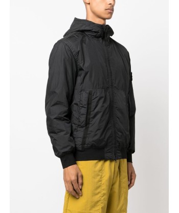 STONE ISLAND - Veste Garment dye crinkle noire du meilleur 