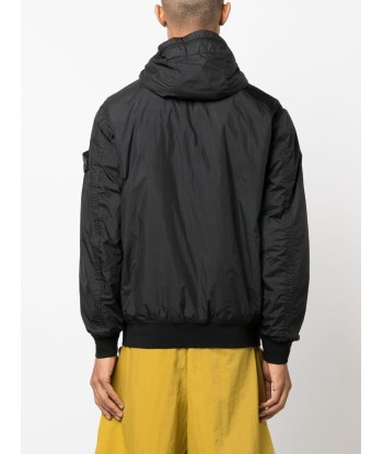 STONE ISLAND - Veste Garment dye crinkle noire du meilleur 