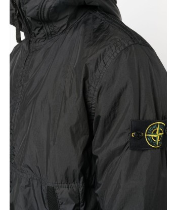 STONE ISLAND - Veste Garment dye crinkle noire du meilleur 