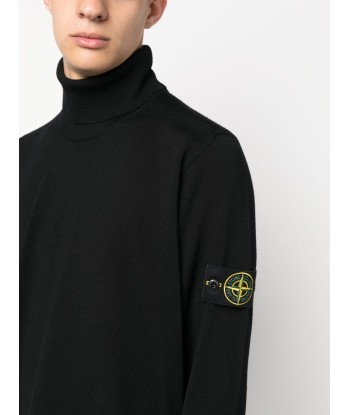 STONE ISLAND - Col roulé en laine vierge rembourrage situé sous