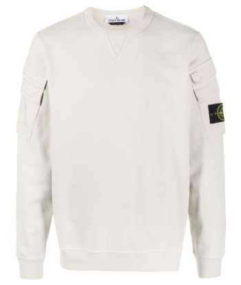 STONE ISLAND - Crewneck beige double poche Profitez des Offres !