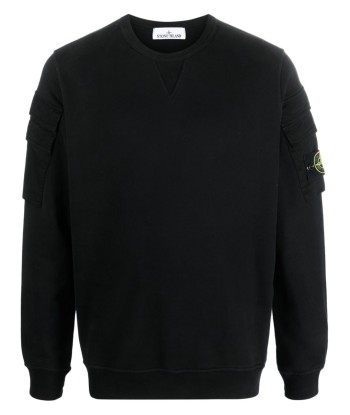 STONE ISLAND - Crewneck noir double poche de l' environnement