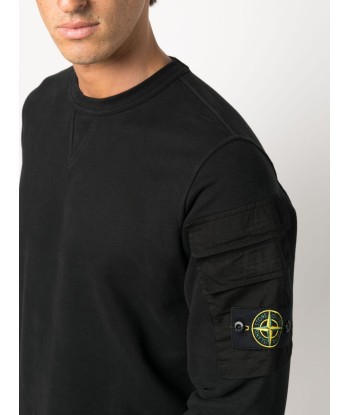 STONE ISLAND - Crewneck noir double poche de l' environnement