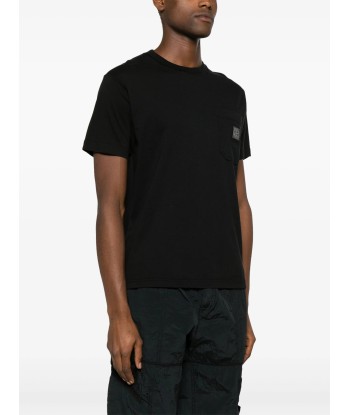 STONE ISLAND - Tee Shirt délavé à poche noir paiement sécurisé