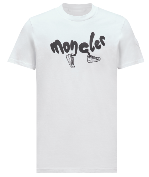 MONCLER - T-shirt à logo running blanc Véritable concentré