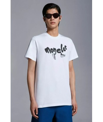 MONCLER - T-shirt à logo running blanc Véritable concentré