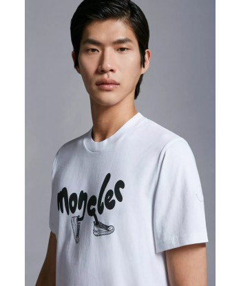 MONCLER - T-shirt à logo running blanc Véritable concentré