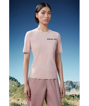 MONCLER - T-shirt à logo rose clair les muscles