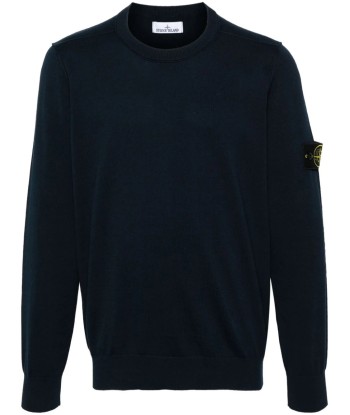 STONE ISLAND - Pull en maille bleu marine français